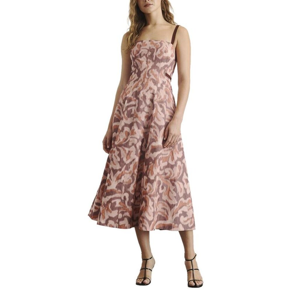 Tanya Taylor Womens  Tavia Linen-Blend Midi Dress